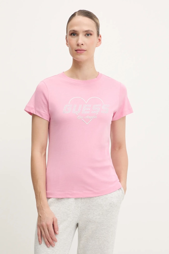 

Хлопковая футболка Narciso Guess, розовый