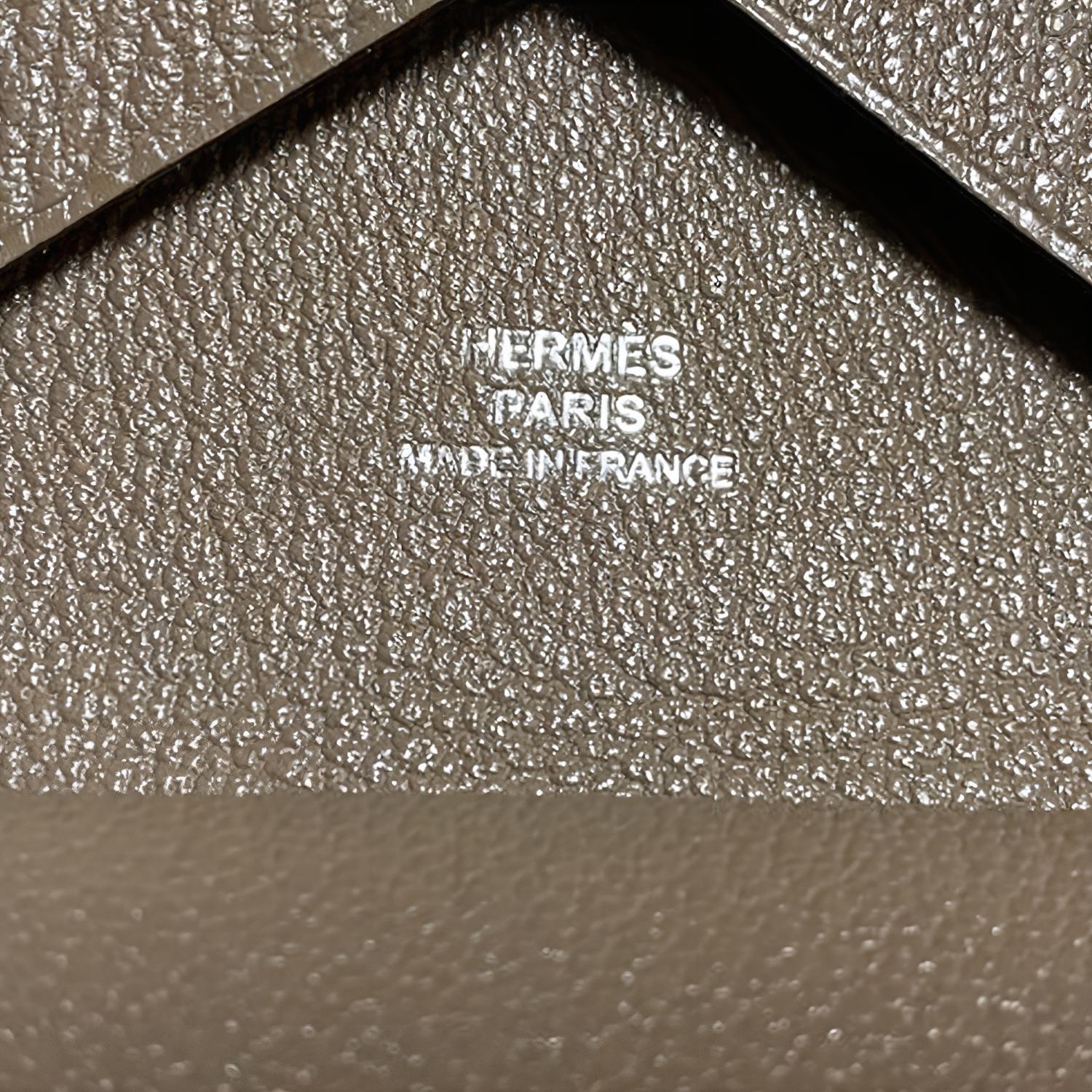 HERMES Картхолдер из телячьей кожи унисекс слоновая кость — фото 3