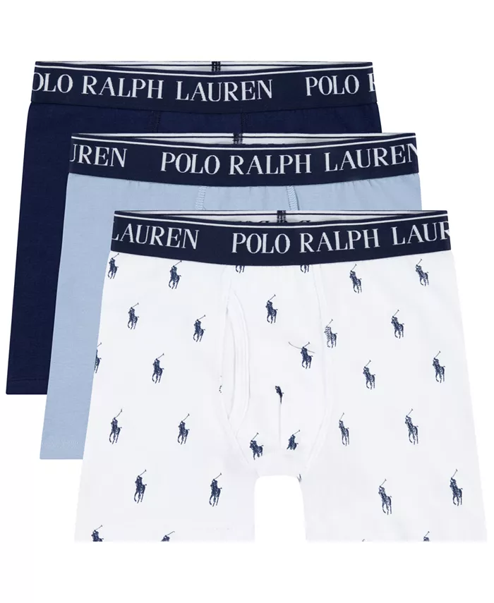 

Боксеры из хлопка с эластаном для мальчиков, 3 шт Polo Ralph Lauren, синий