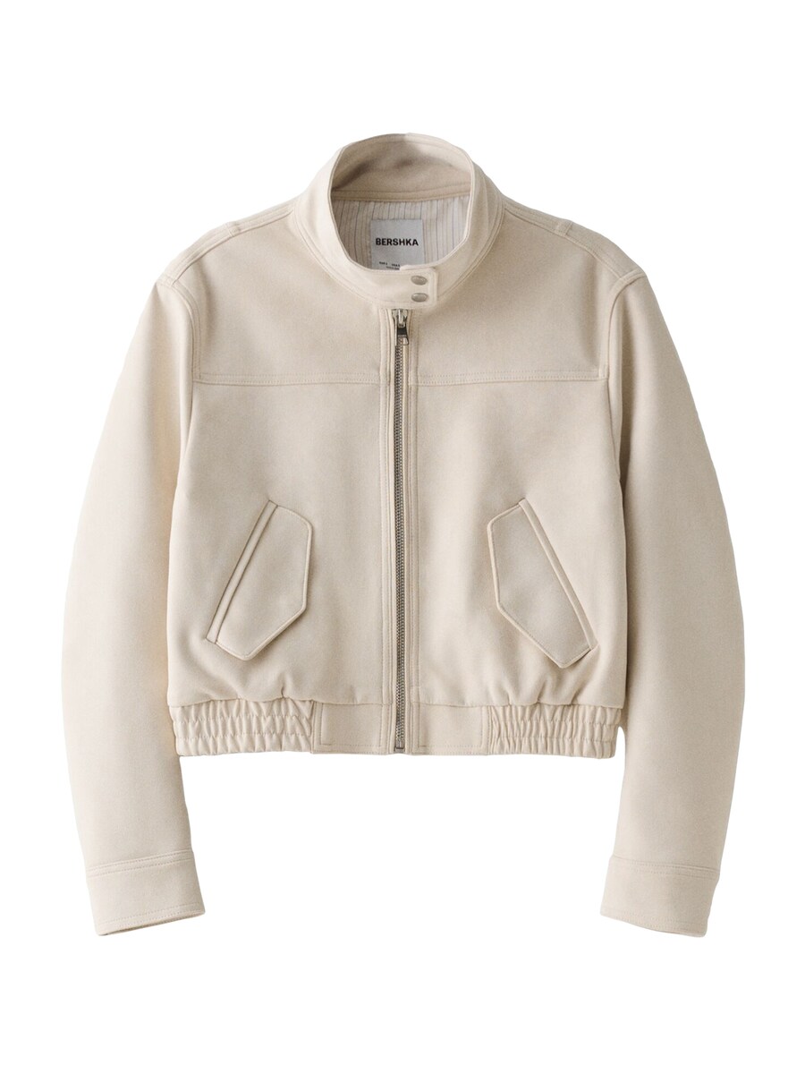 

Кожаная куртка Bershka Between-Season Jacket, экрю