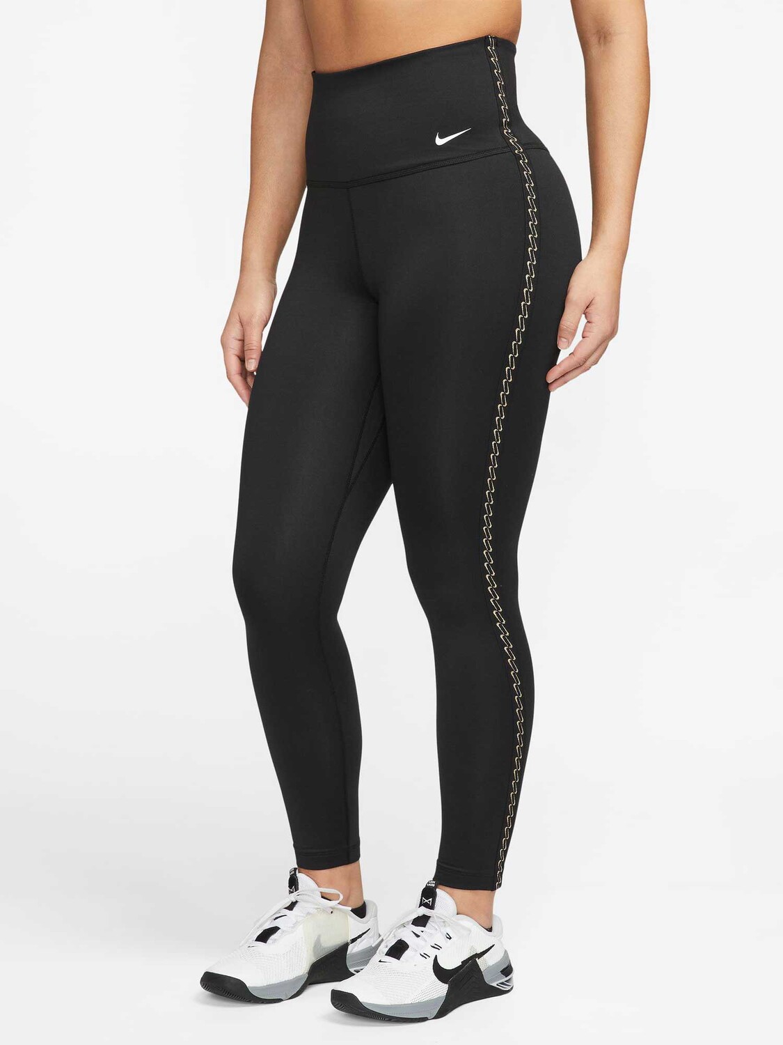 

Тайтсы Nike W NK ONE TF HR 7/8 TIGHT MTLC, черный