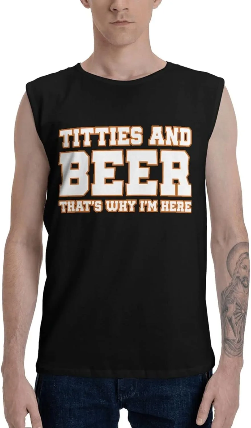 

Мужская футболка с принтом "Titties and Beer That's Wtp I'm Here" без рукавов PLOWS