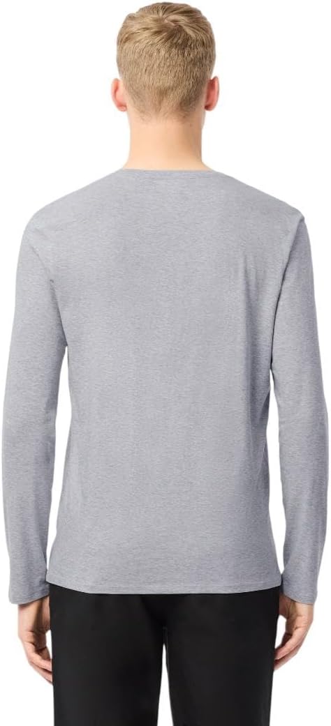 Мужская футболка Lacoste с длинным рукавом и V-образным вырезом, Silver Heathered — фото 3