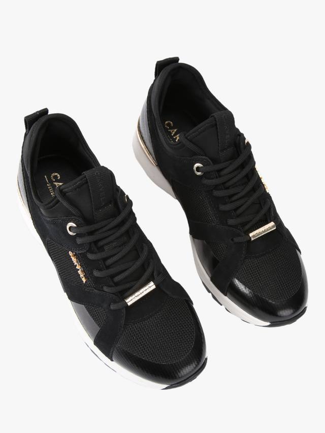 Темповые кроссовки на шнуровке из смесовой замши Carvela, Black — фото 3