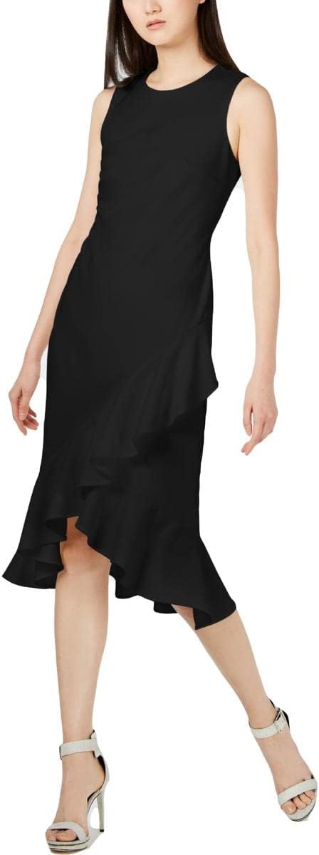 

Женское платье-футляр Calvin Klein с оборкой по подолу, Black