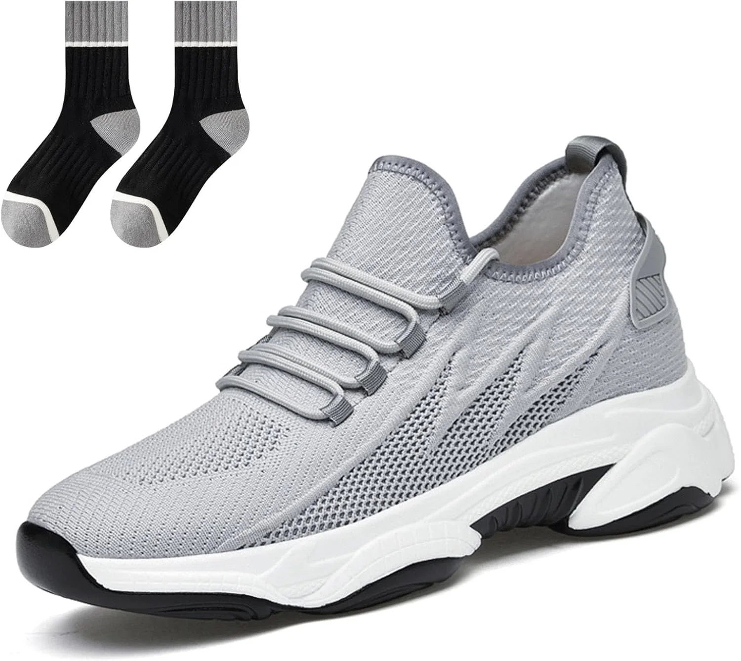 Мужская обувь Elevate Shoes The Bigger, Elevateshoes Limitless 10 см, сетчатые кроссовки, легкие кроссовки для бега Gienslru, Grey 10 Cm