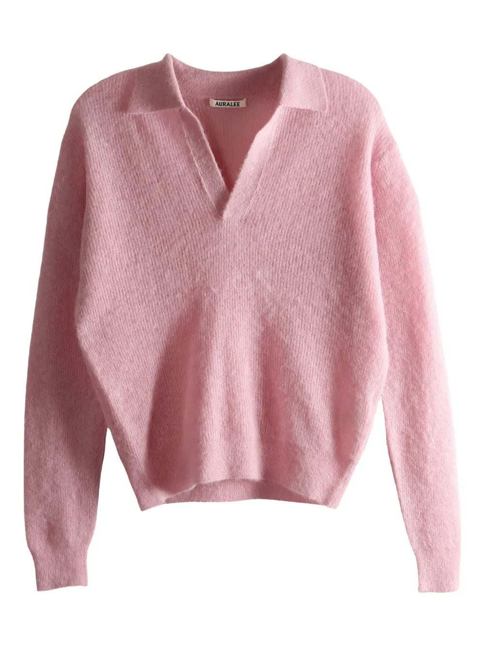 

Свитер с V-образным вырезом и воротником Auralee, розовый