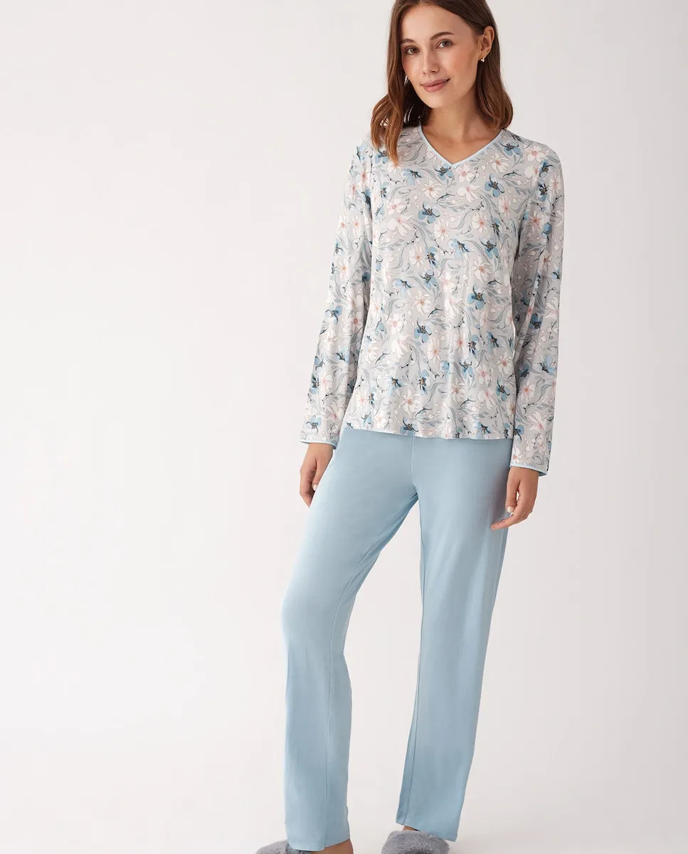 

Пижама с длинными рукавами из модала Promise, небесно-голубой