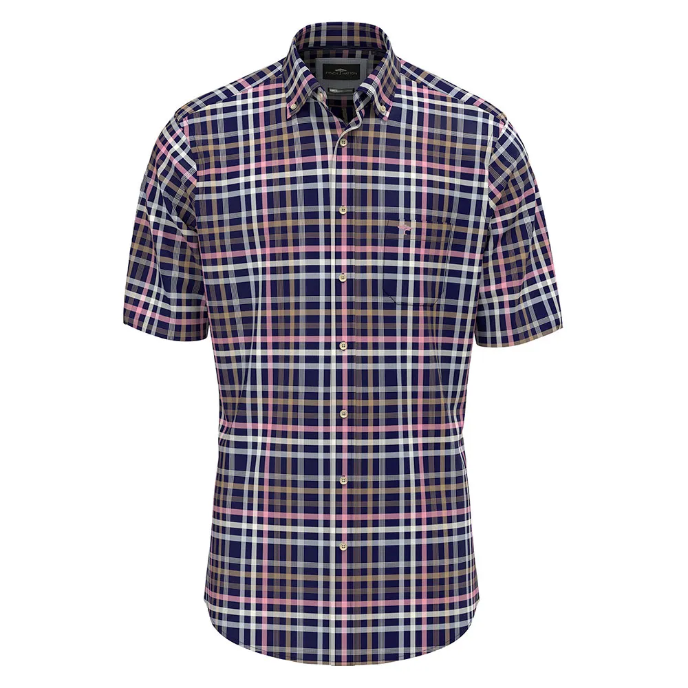 

Рубашка с коротким рукавом Fynch Hatton Combi Slub Checks, синий