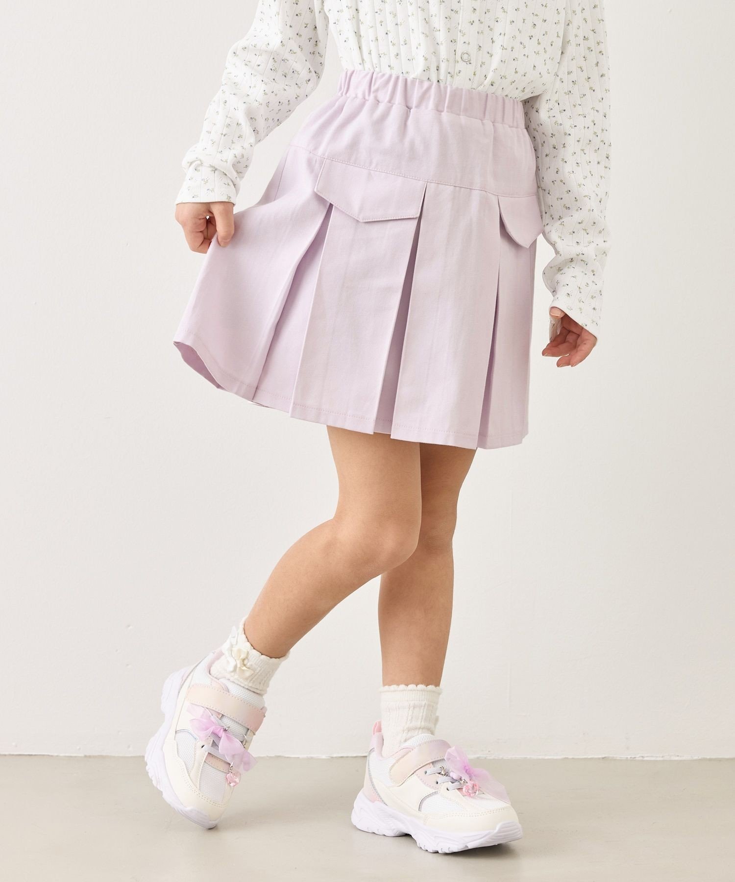 Складчатая юбка из саржи с подкладкой и подъюбниками ROPE' PICNIC KIDS, Lavender (52)