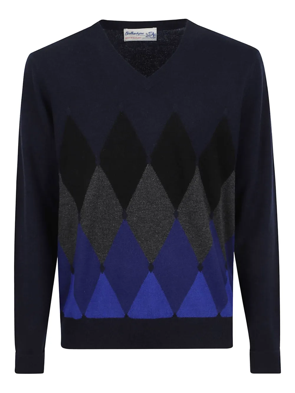

Джемпер с V-образным вырезом и узором "аргайл" Ballantyne, синий
