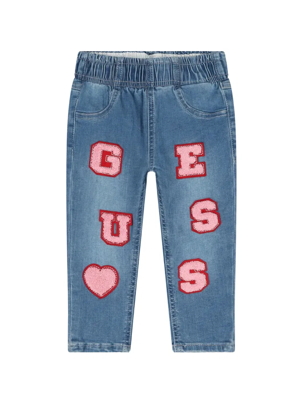Джинсы с аппликацией в виде букв Guess Kids, синий