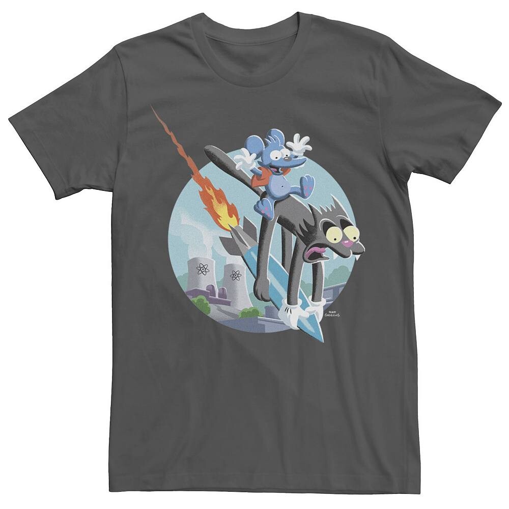 

Мужская футболка The Simpsons Itchy & Scratchy Missile Ride Licensed Character, цвет Charcoal
