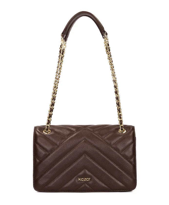

Коричневая стеганая сумка на цепочке Kazar, коричневый