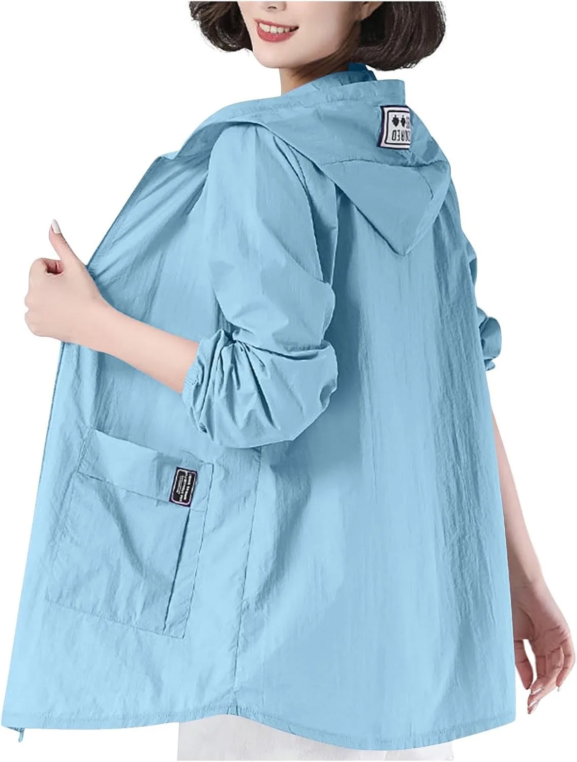 

Женская куртка с защитой от солнца UPF 50+ на молнии, длинный рукав, охлаждающая, Plus Size