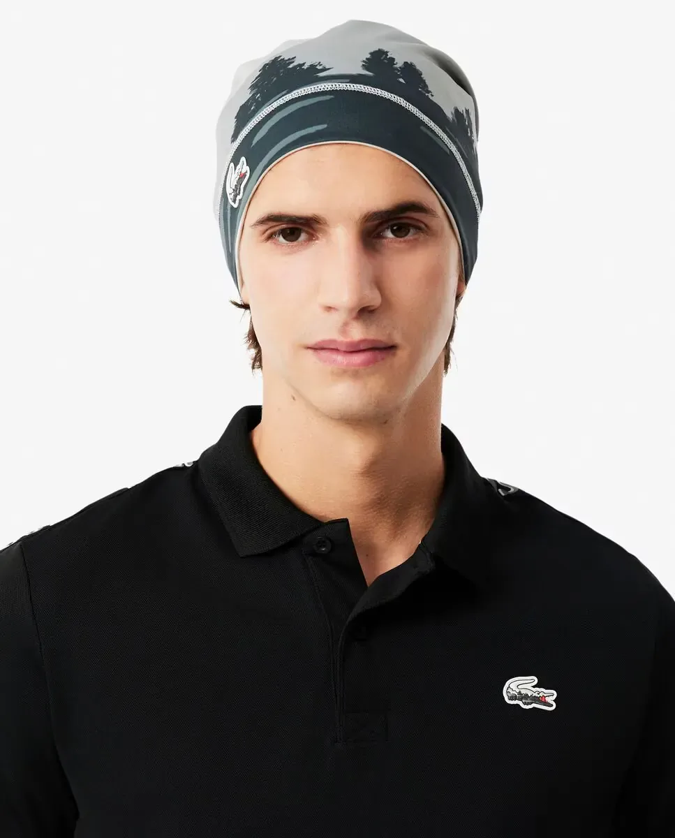 Lacoste Мужская спортивная поло с крокодилом и пейзажем Ultra-Dry черного цвета с коротким рукавом — фото 3