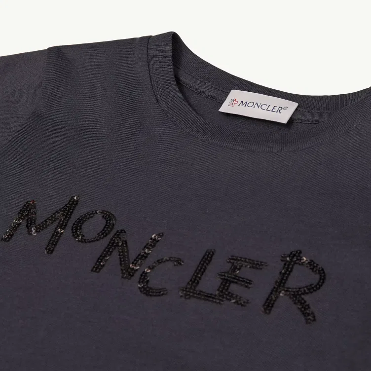 Футболка детская с круглым вырезом Moncler черная — фото 3