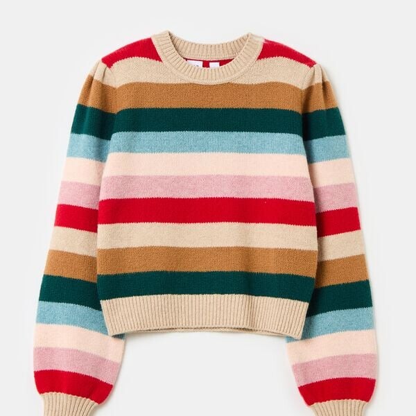 

Укороченный свитер с разноцветными полосками Gap, синий