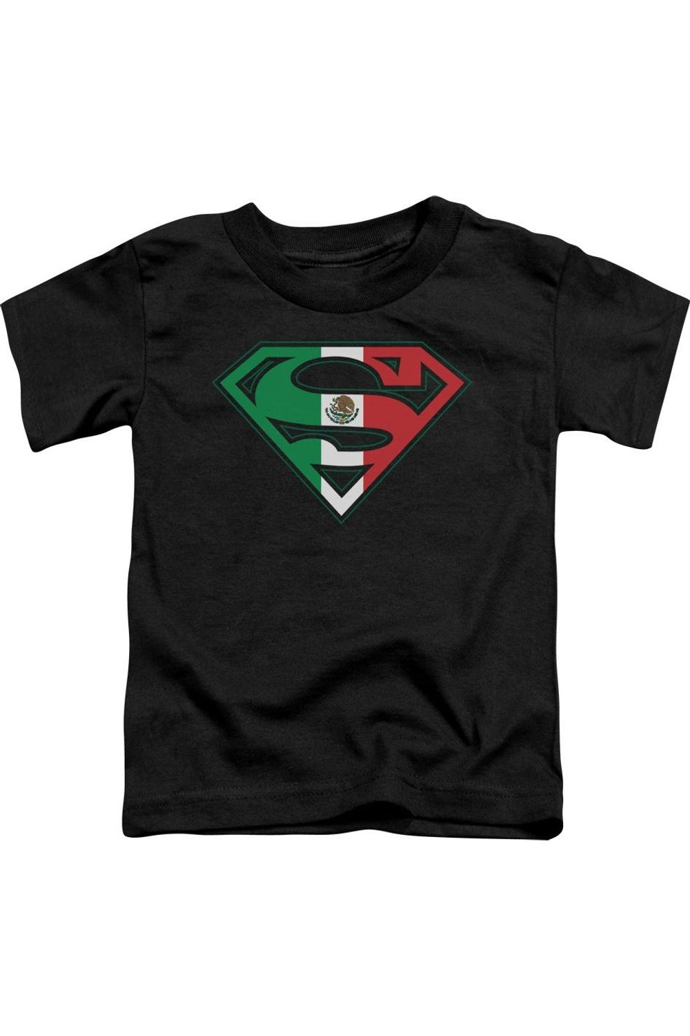 

Футболка с коротким рукавом для малышей с щитом Супермена в цветах мексиканского флага Gildan, черный
