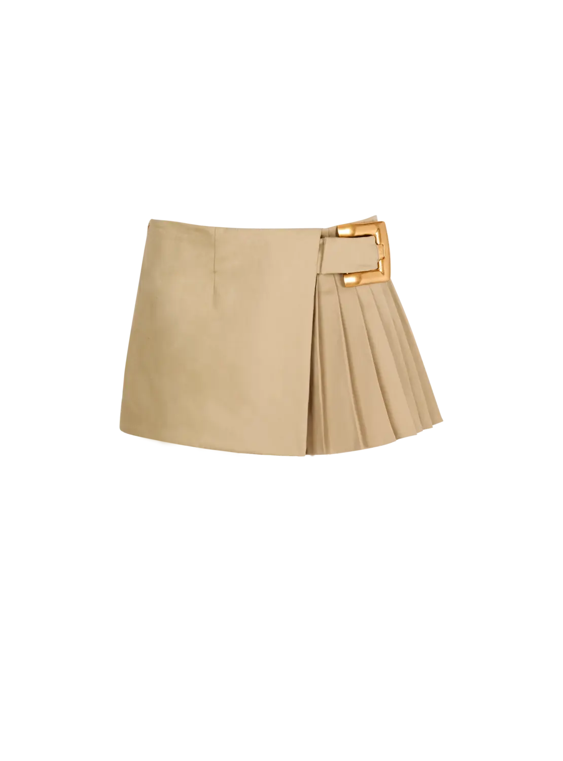 

Короткая габардиновая юбка с поясом Balmain, бежевый