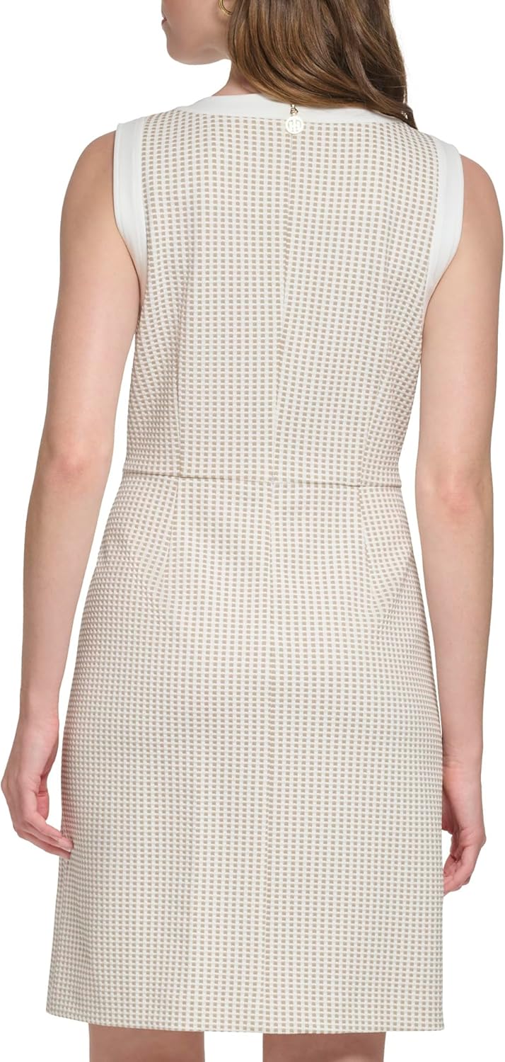 Женское мини-платье Tommy Hilfiger с узором «гусиная лапка», Ivory/Khaki — фото 3