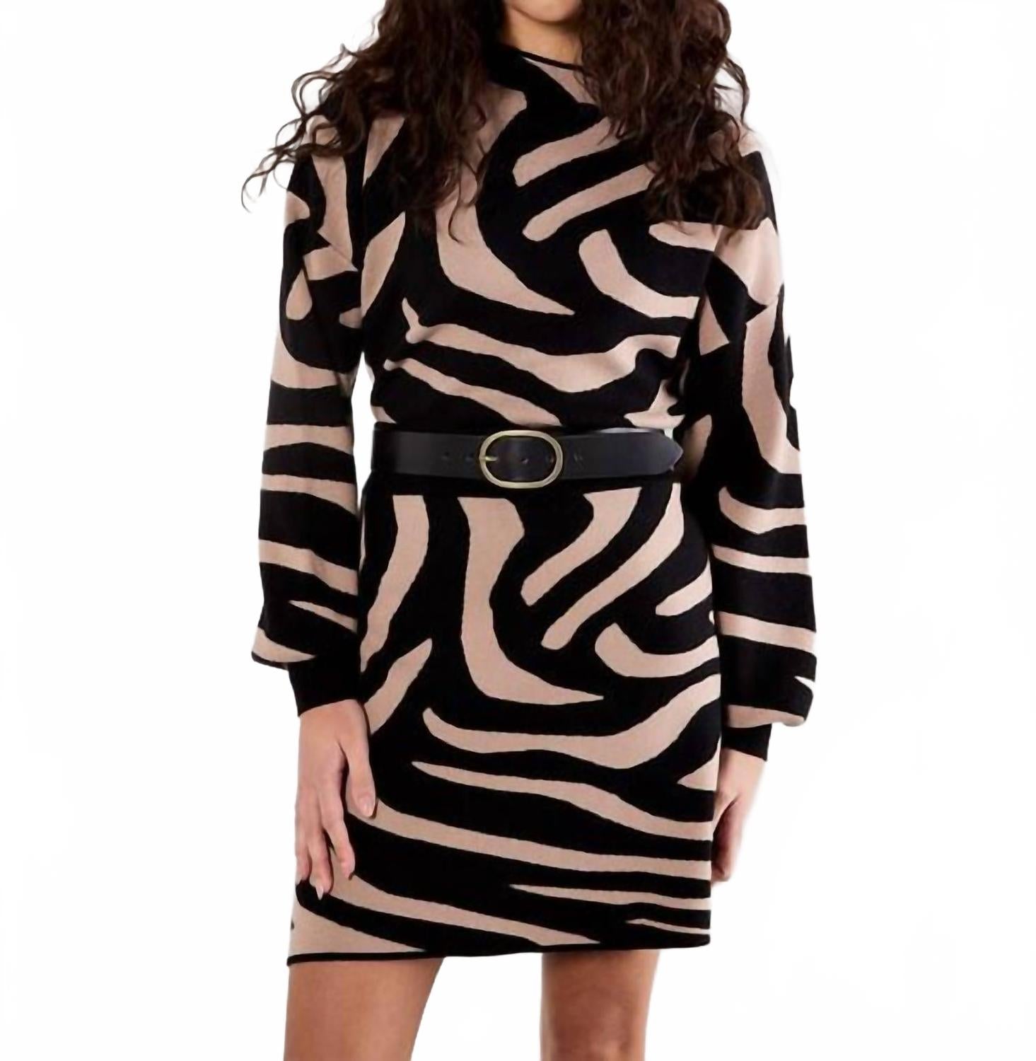 

APRICOT Вязаная мини-юбка А-силуэта с зебровым принтом, черная