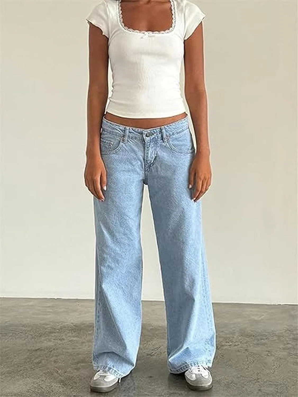 Джинсы, прямые широкие, Women's Low Rise Baggy Jeans, 19 — фото 2