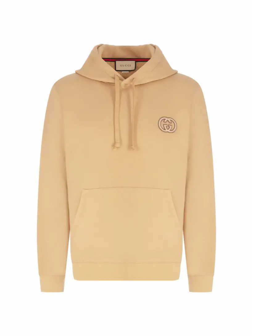 

Хлопковое худи Interlocking G Gucci, бежевый