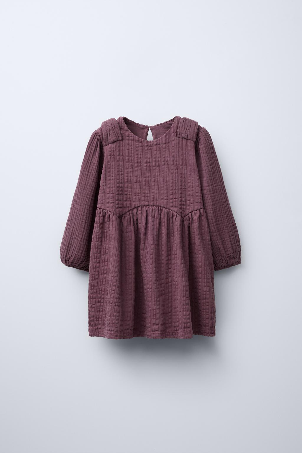 

Фактурное платье с бантами ZARA, цвет Plum