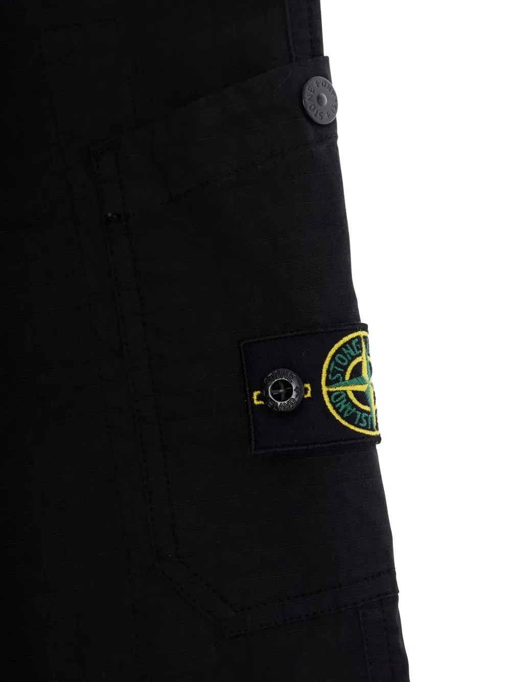 Хлопковые брюки карго с логотипом Stone Island Junior, черный — фото 3