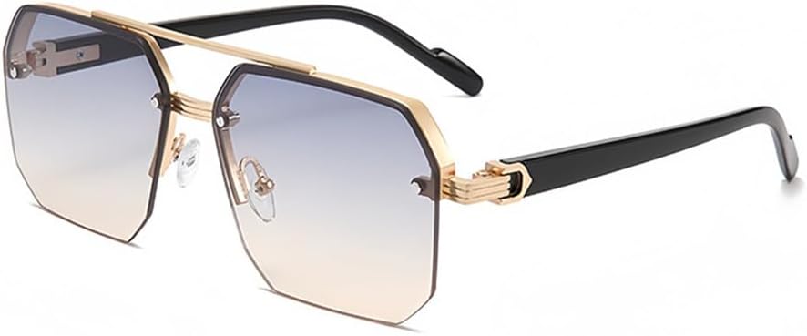 

Большие солнцезащитные очки для мужчин и женщин, солнцезащитные очки с защитой UV400 и широкими линзами, для отдыха на открытом воздухе, на пляже и в отпуске UYPTK, Gold-blue Yellow