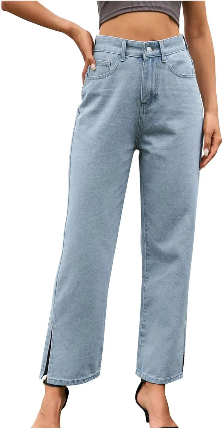 Джинсы прямые укороченные, Light Blue