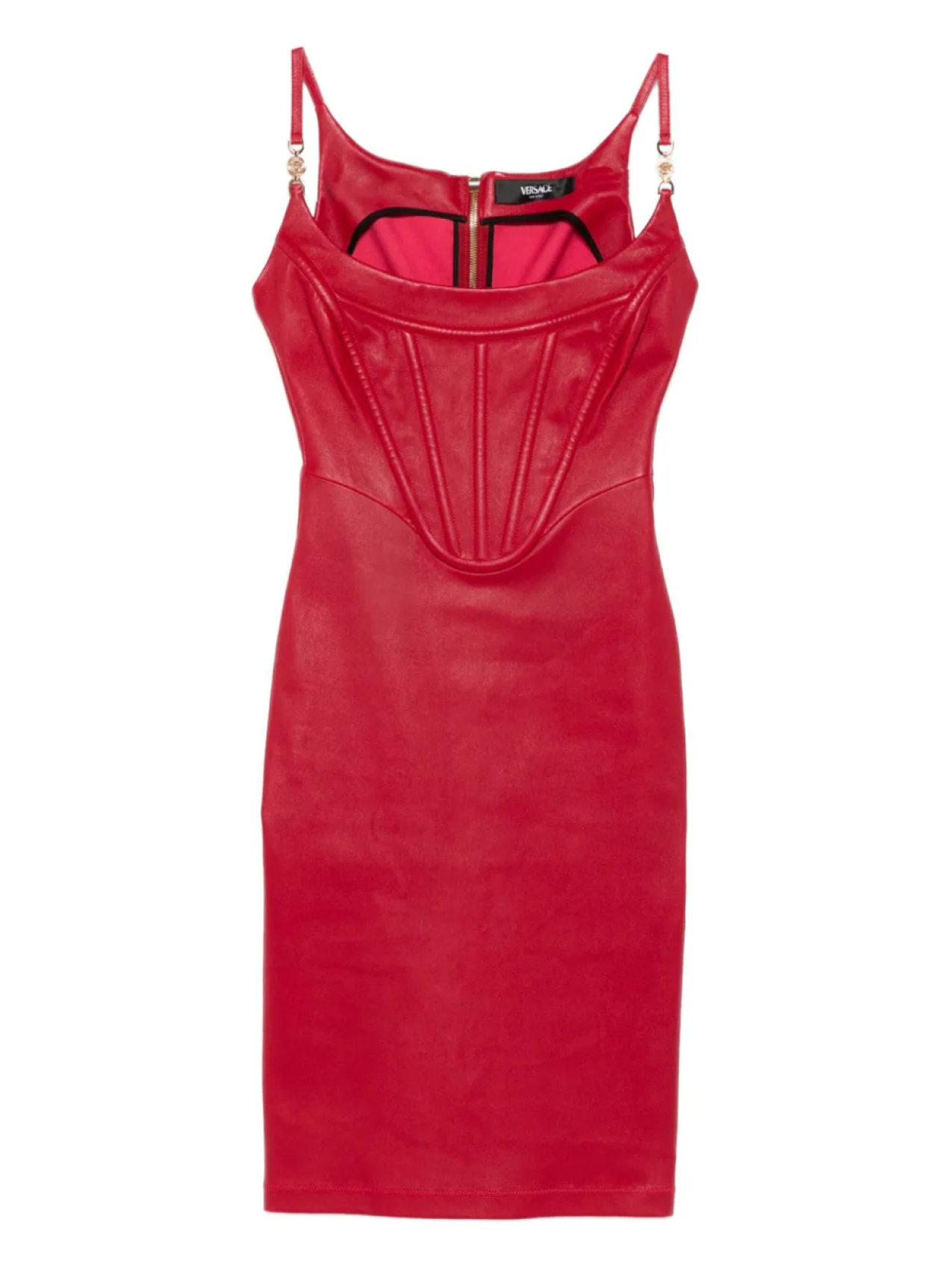 

Versace Medusa '95 корсетное кожаное платье миди, красный