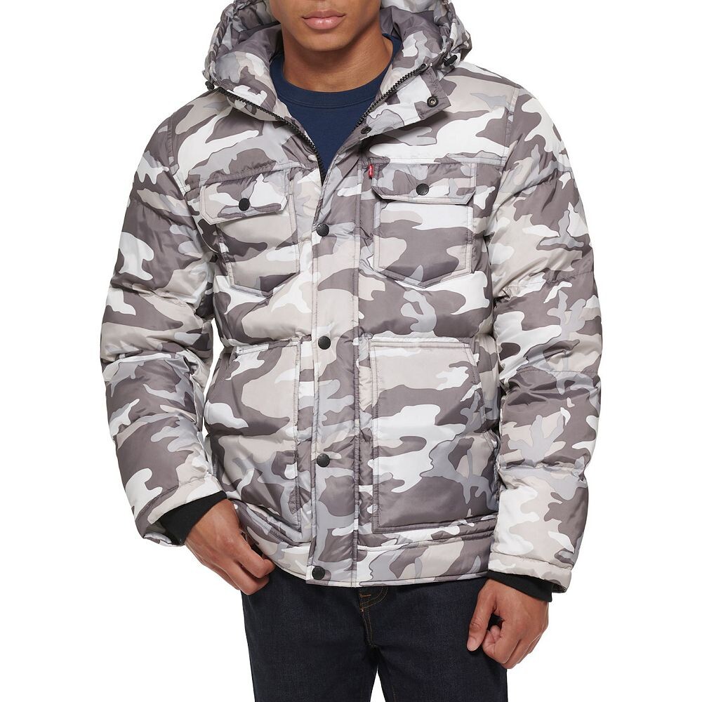 

Мужская куртка-пуховик Levi's Heavyweight с капюшоном, цвет Beige Camouflage