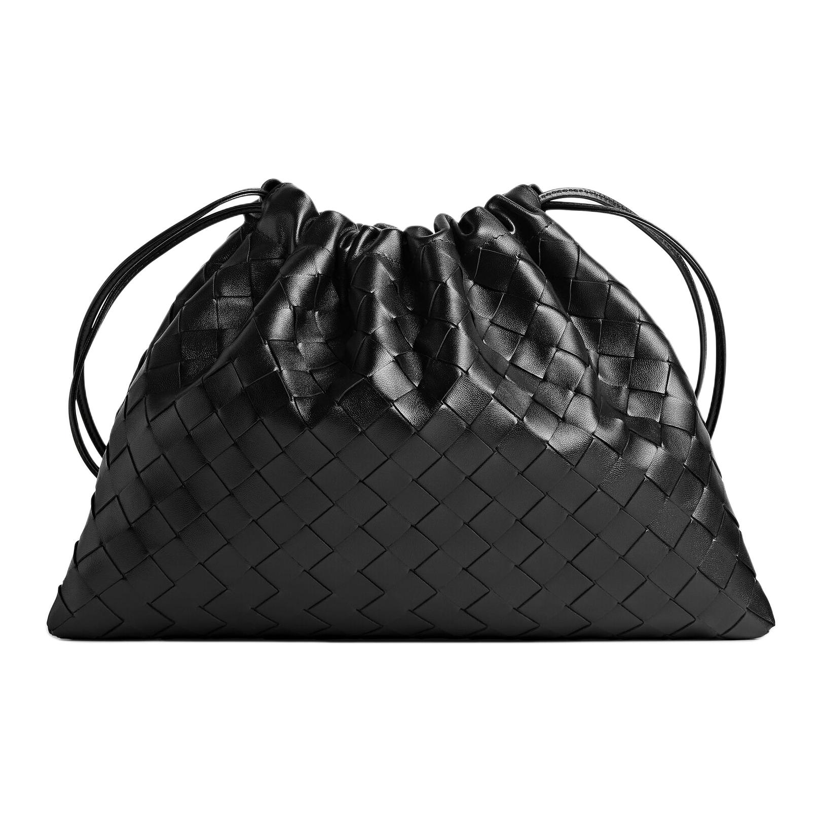 

Кожаная клатч среднего размера женская черная Bottega Veneta
