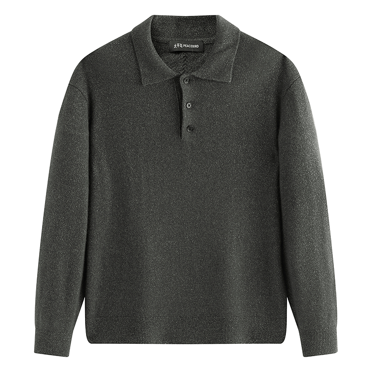 

PEACEBIRD MEN Свитер мужской Sage Blue 1 Lapel Moderate Others