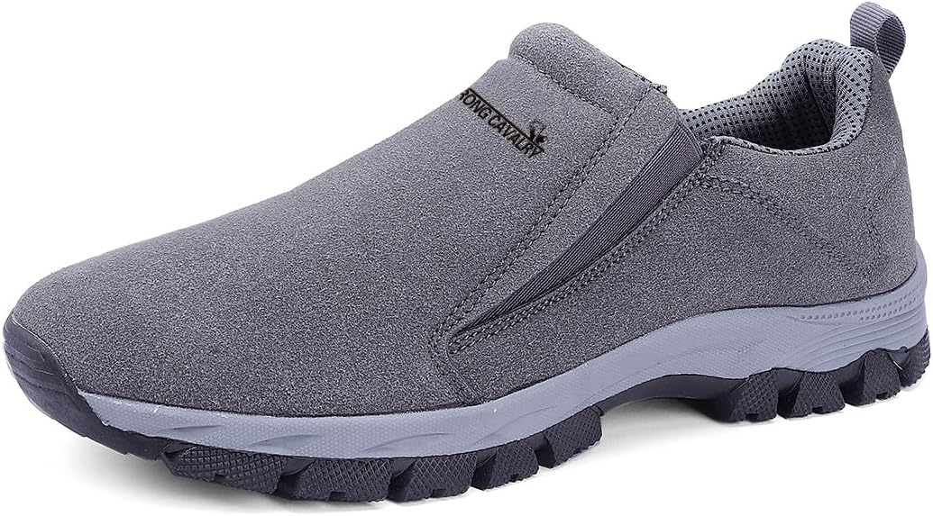 

Мужские прогулочные туфли без шнурков, лоферы из кожи, повседневные, удобные, дышащие, для походов, работы, вседорожные, ботинки до щиколотки, для треккинга, противоскользящие Soft Time Toy, серый