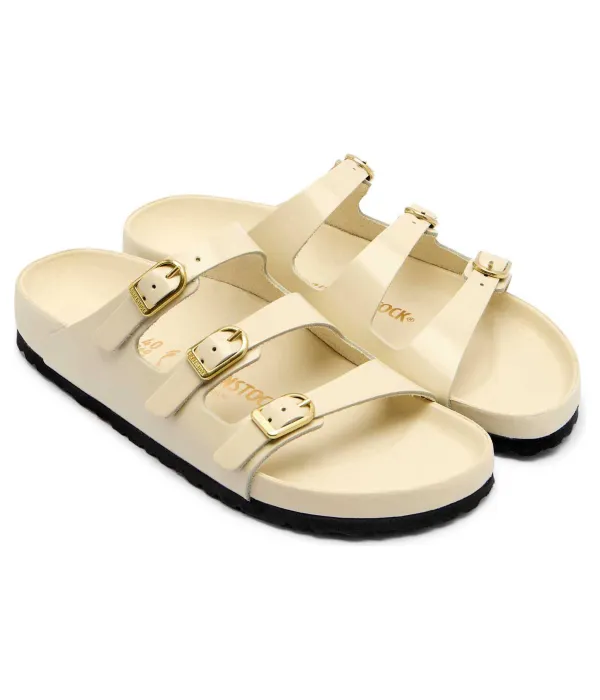 Кожаные тапочки Florida с D-образной пряжкой Narrow fit Birkenstock, бежевый — фото 3