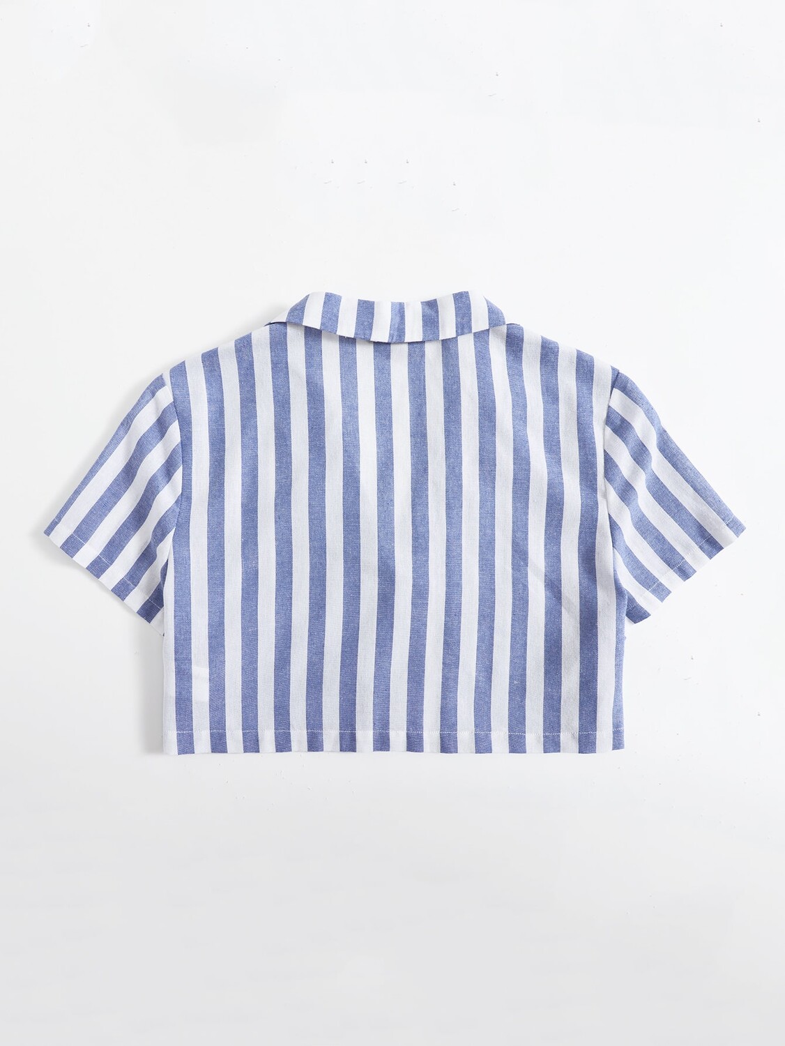 

SHEIN WYWH укороченная блузка, воротник отложной, двухцветный, узор в полоску, синий и белый