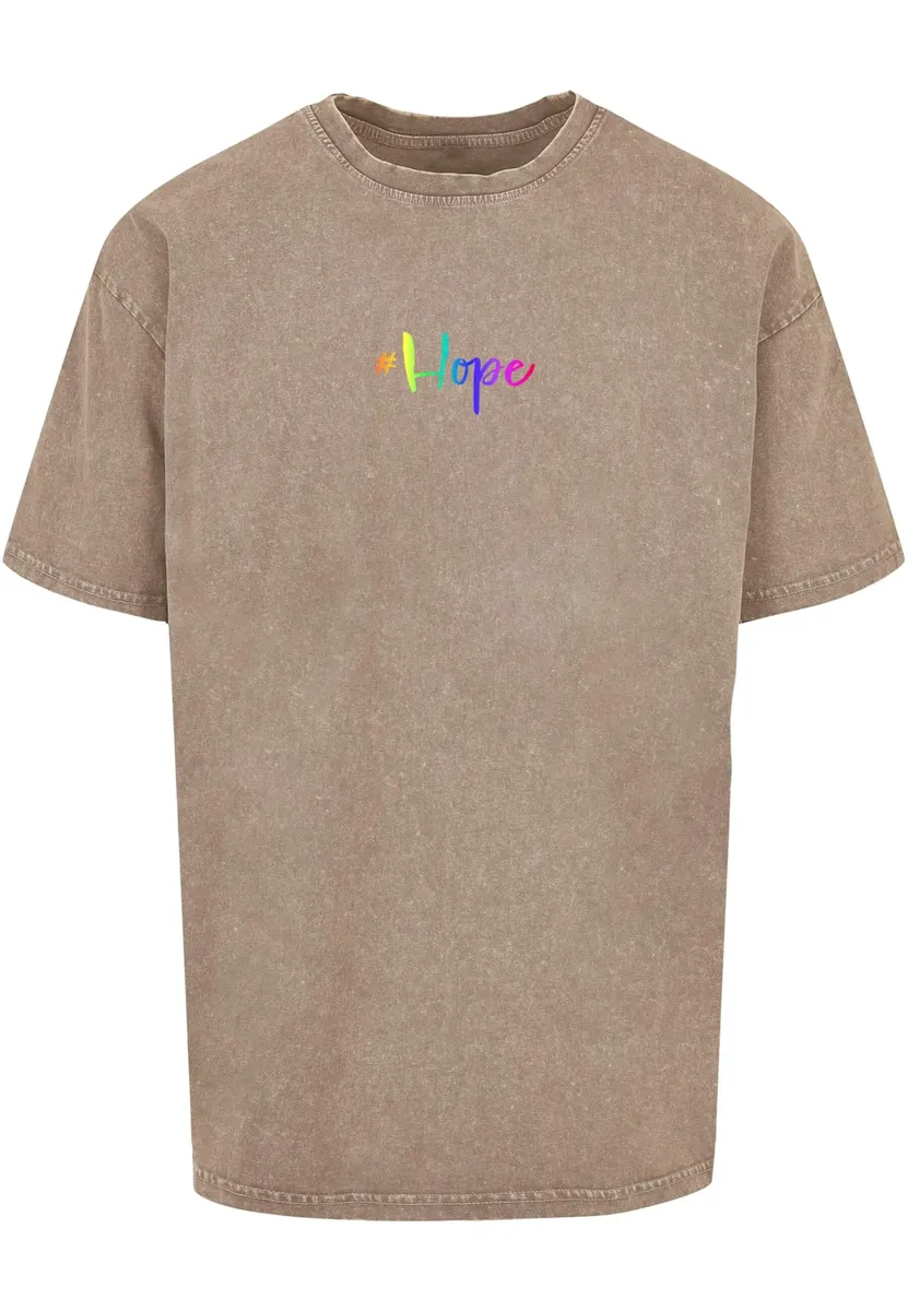 

Футболка Merchcode " Merchcode Мужская футболка большого размера Hope Rainbow Acid Washed Heavy ", хаки
