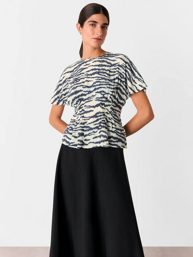 

Блузка с присборенными рукавами Feathered Tiger Whistles, Ivory/Multi