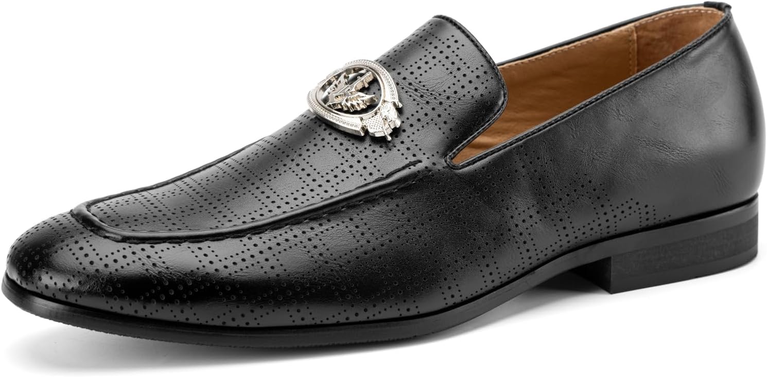 

Мужские лоферы JITAI Lindford с отделкой под шов и декоративной пряжкой, слипоны для вечеринок, черный