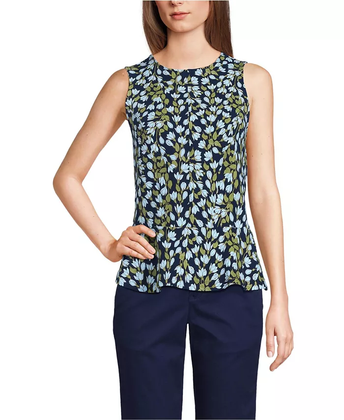 

Женский топ без рукавов с баской и принтом «Морская звезда» Lands' End, синий