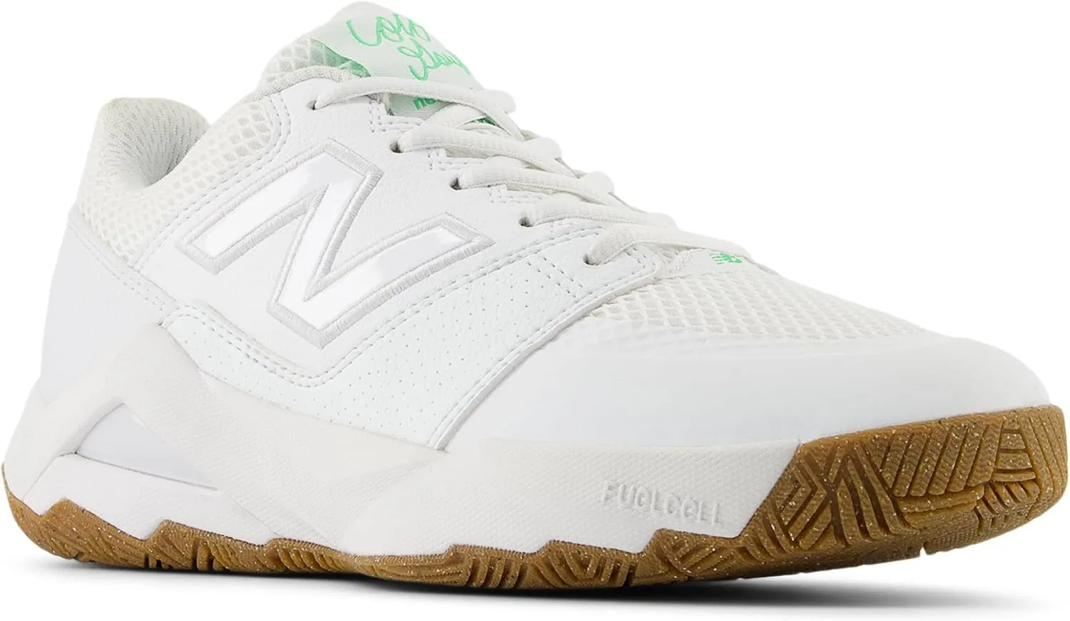 Кроссовки теннисные New Balance FuelCell Delray V2, белый/зеленое яблоко — фото 3
