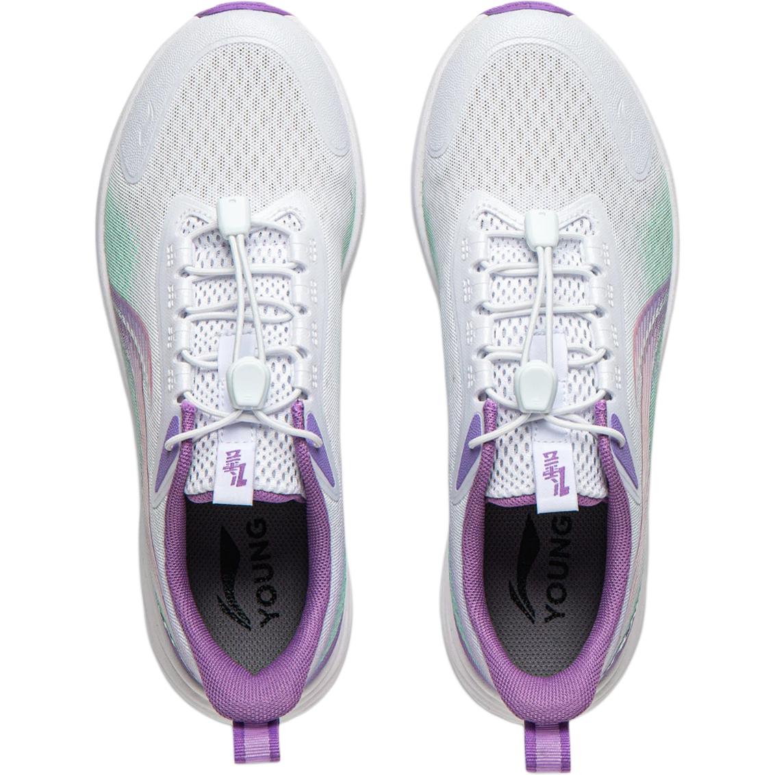 Кроссовки для бега Feiyun 2 V3 с амортизацией Rebound, дышащие, низкие, для детей и подростков LINING YOUNG, белый/зеленый — фото 2