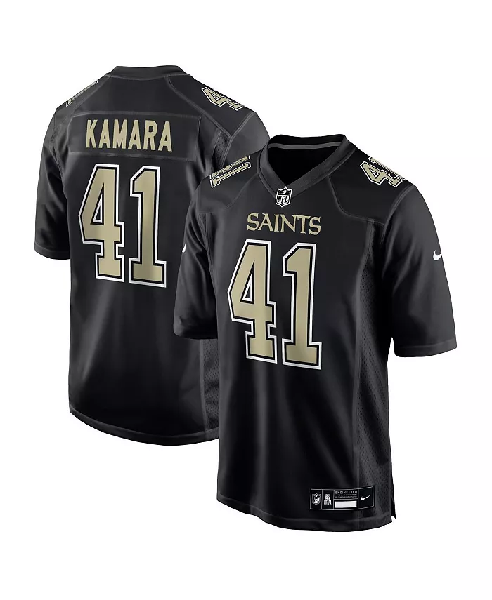 

Мужская модная игровая футболка Alvin Kamara Carbon Black New Orleans Saints Nike