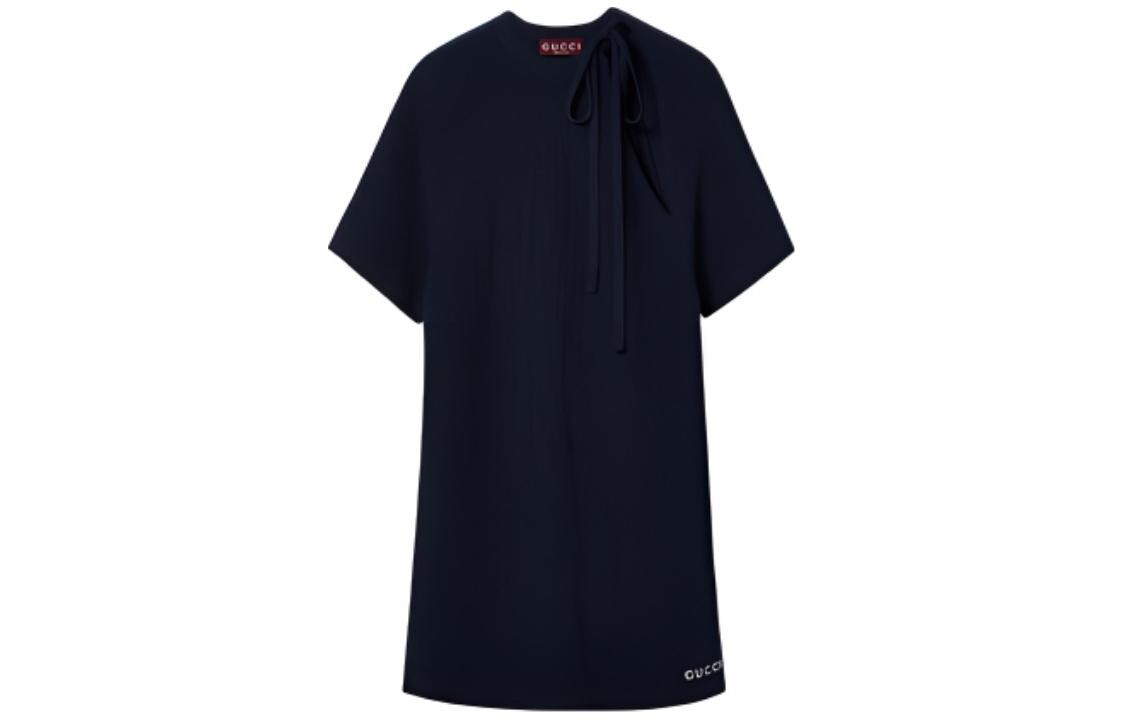 

Платье с короткими рукавами женское темно-синее Gucci