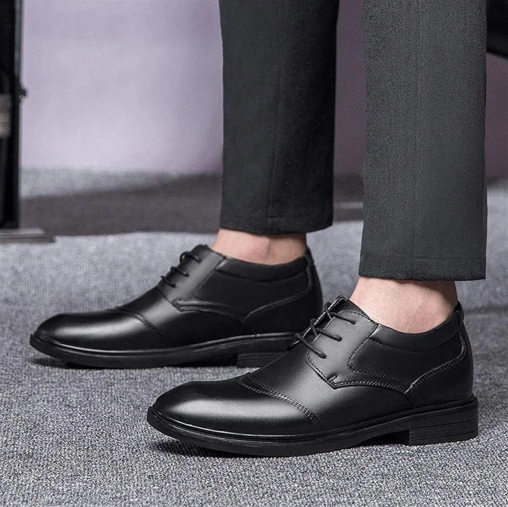 Туфли Kleid Oxford Formale Schuhe für Männer schnüren runde Zehenschuhe Leder Gummi Gummi Nicht rutschfeste Hochzeit Generic, Schwarz — фото 3