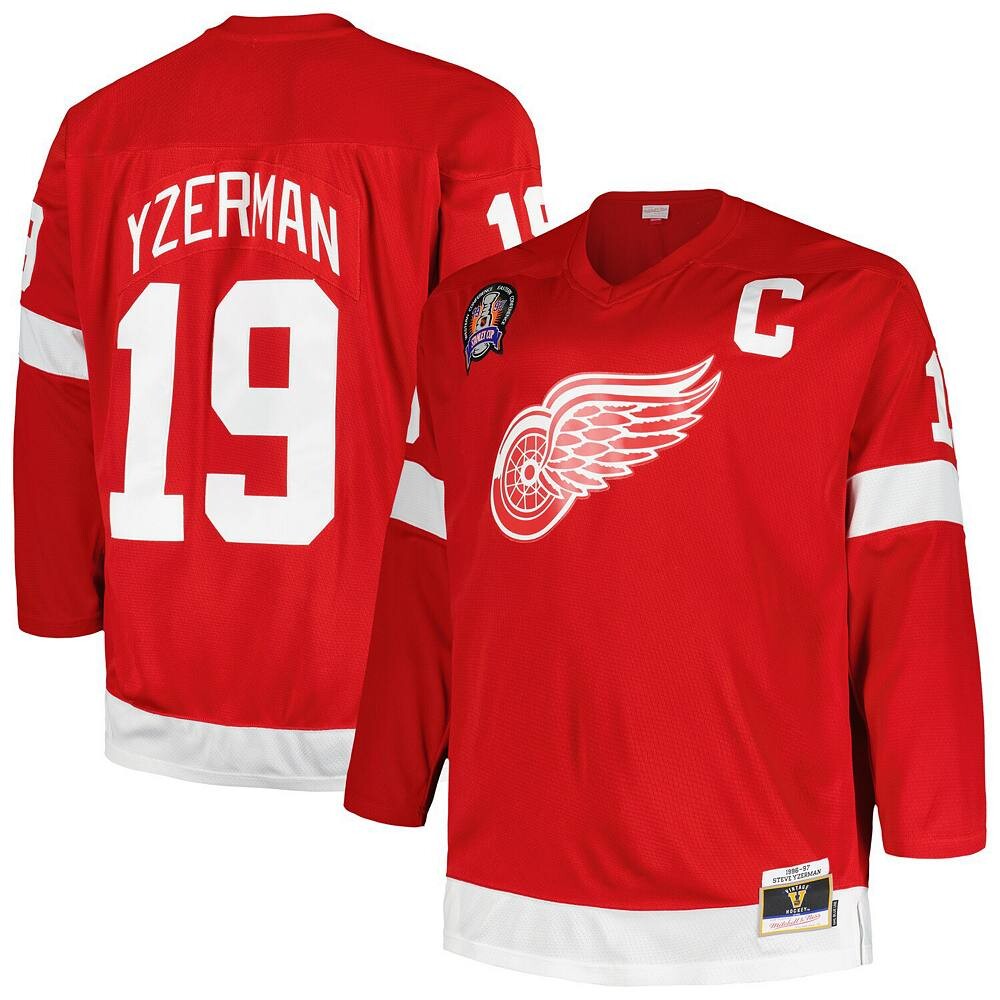 

Мужская футболка Mitchell & Ness Steve Yzerman Red Detroit Red Wings Big & Tall Captain Patch Blue Line Player, цвет Rdw Red