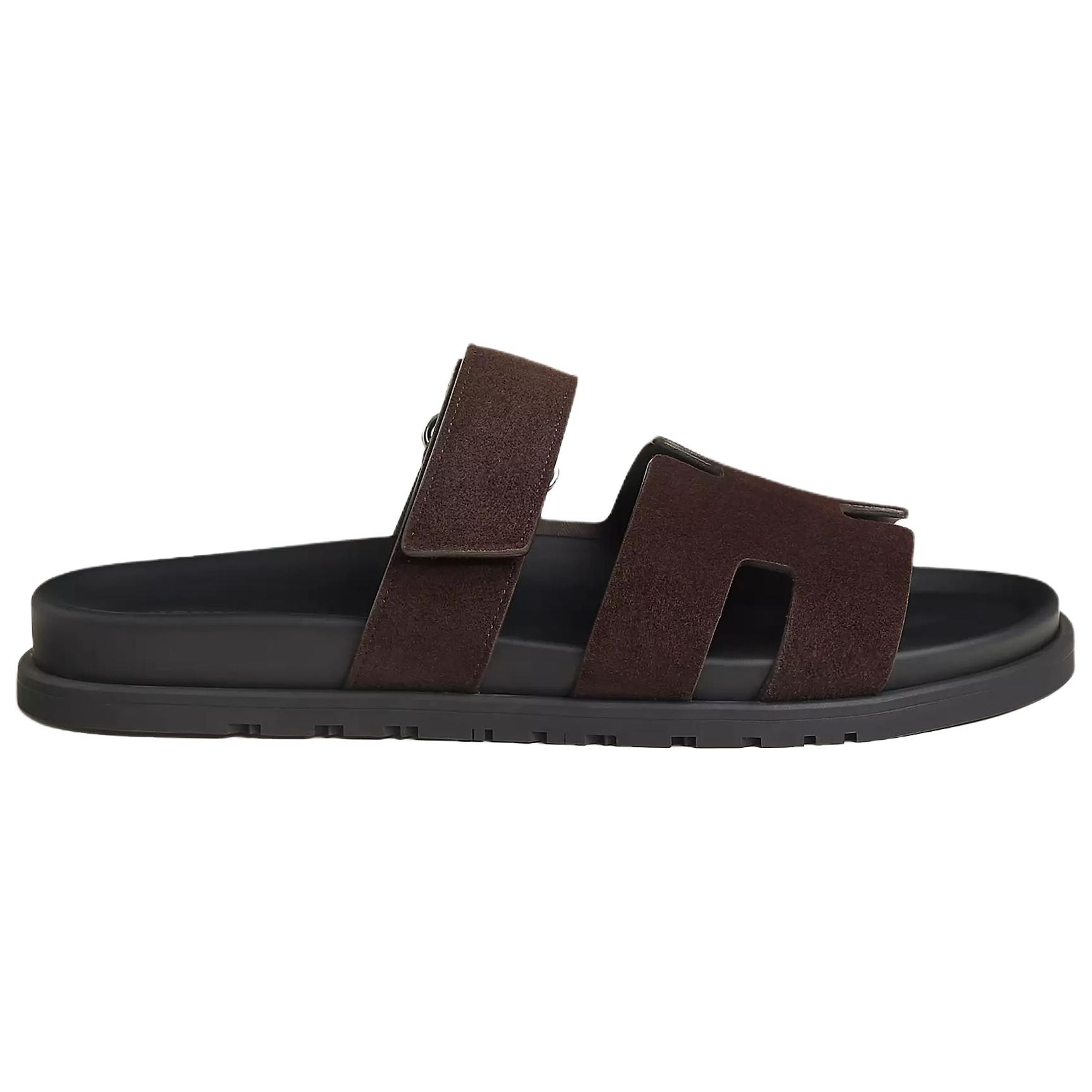 HERMES Chypre Slide Slippers 1.2cm мужские коричневые — фото 3